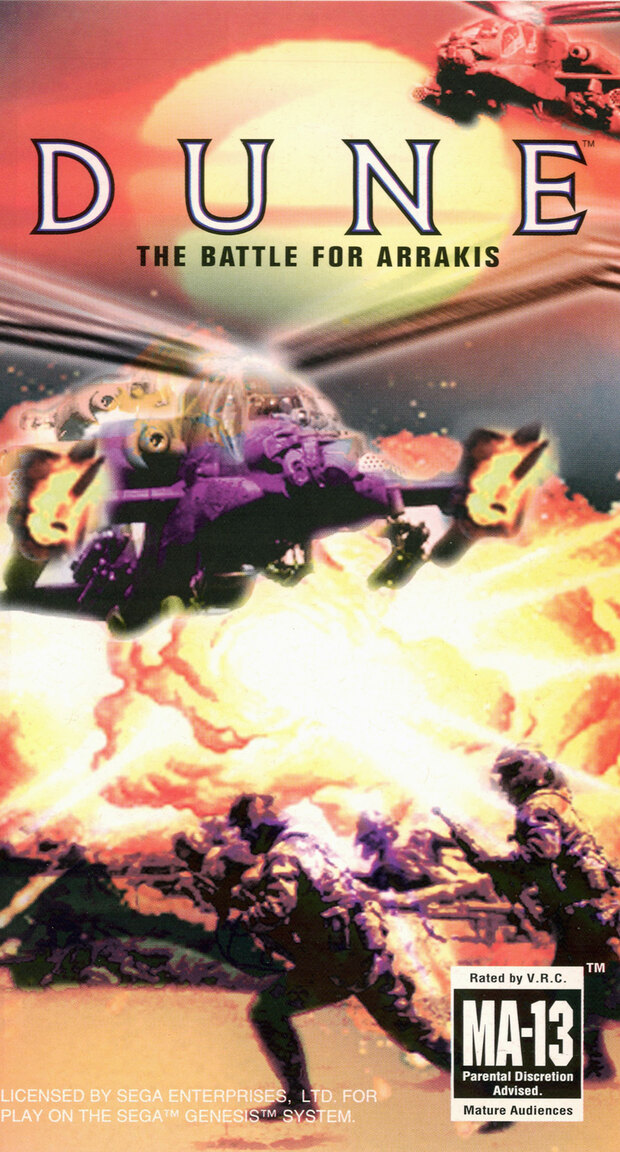 The Mega Drive box art for Dune: The Battle for Arrakis